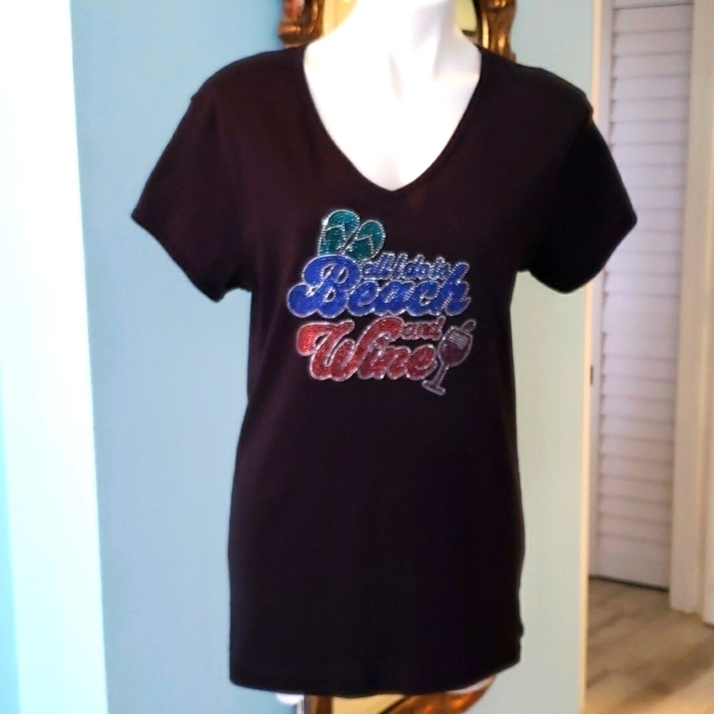 Jeweled Wine T Shirt Black